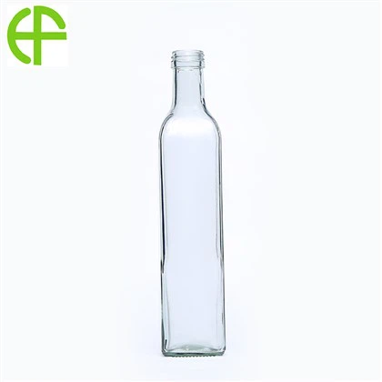 Bouteille d'huile d'olive carrée en verre blanc de 500 ml